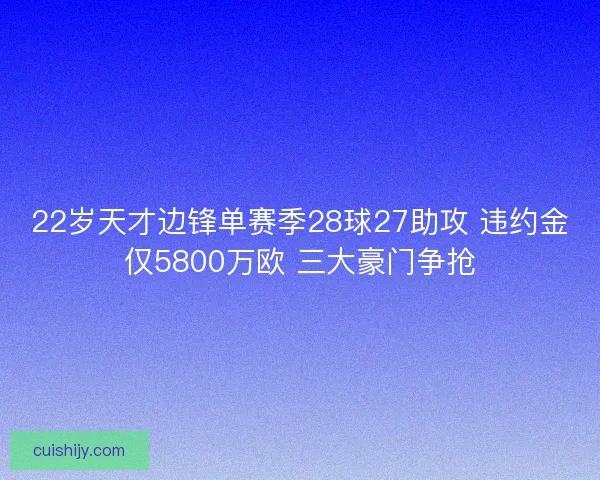 22岁天才边锋单赛季28球27助攻 违约金仅5800万欧 三大豪门争抢